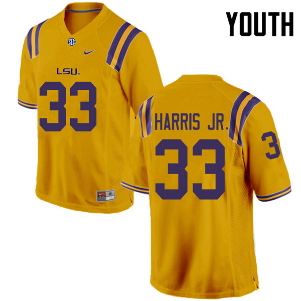 Youth #33 Todd Harris Jr. LSU Tigers College Football Jerseys Sale-Gold